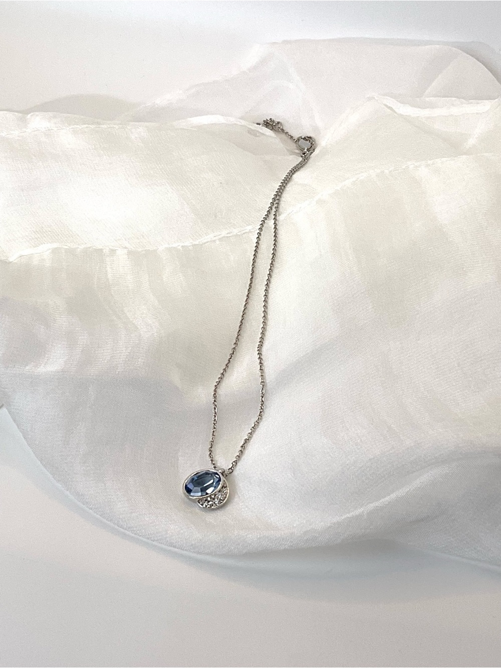 Swarovski Silver Sapphire Blue Pendant Necklace - Picture 5 of 9